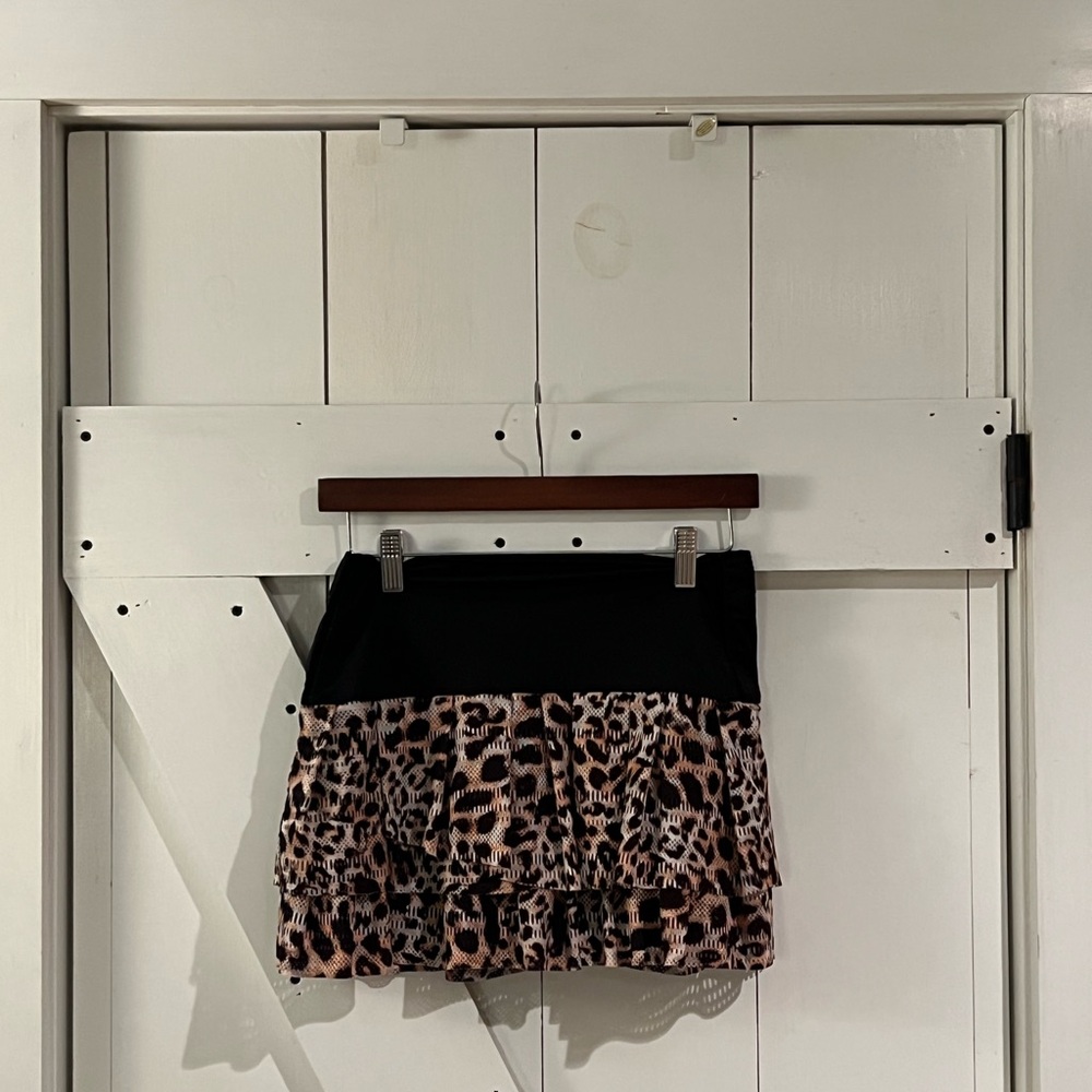 Leopard Print Tiered Skirt